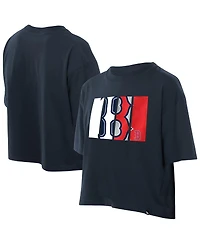 New Era Women's Navy Boston Red Sox Boxy Foil Logo T-Shirt
