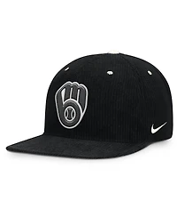 Nike Men's Black Milwaukee Brewers Pro Corduroy Structured Snapback Hat