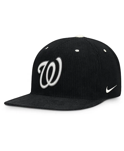 Nike Men's Black Washington Nationals Pro Corduroy Structured Snapback Hat