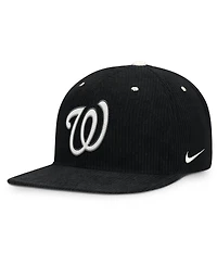 Nike Men's Black Washington Nationals Pro Corduroy Structured Snapback Hat