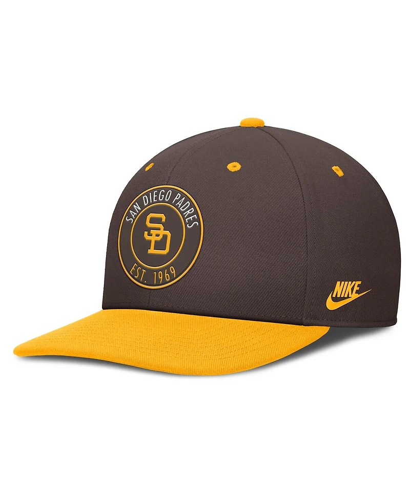 Nike Men's Brown/Gold San Diego Padres Cooperstown Collection Pro Dri-fit Snapback Hat