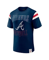 Darius Rucker Collection By Fanatics Men's Navy Atlanta Braves Distressed Sleeve Stripe T-Shirt
