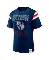 Darius Rucker Collection By Fanatics Men's Navy Cleveland Guardians Distressed Sleeve Stripe T-Shirt