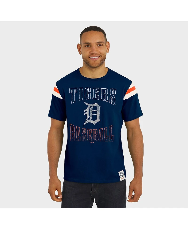 Darius Rucker Collection By Fanatics Men's Navy Detroit Tigers Distressed Sleeve Stripe T-Shirt