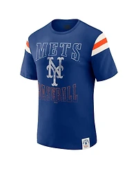 Darius Rucker Collection By Fanatics Men's Royal New York Mets Distressed Sleeve Stripe T-Shirt