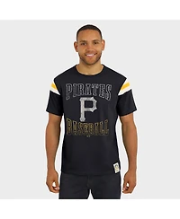 Darius Rucker Collection By Fanatics Men's Black Pittsburgh Pirates Distressed Sleeve Stripe T-Shirt