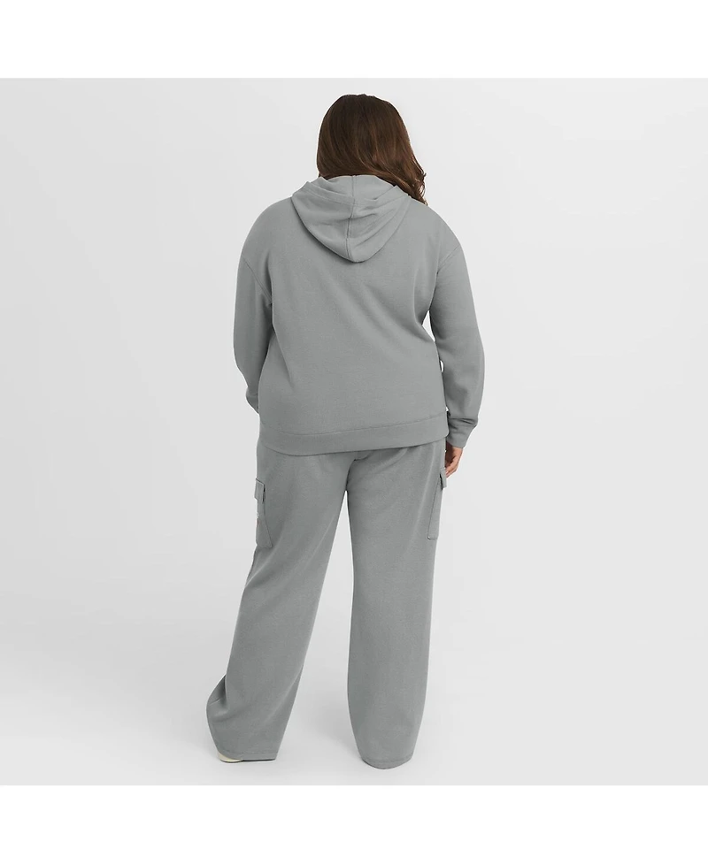 Wear by Erin Andrews Women's Gray New York Mets Plus Waffle-Knit Long-Sleeve Hoodie & Lounge Pants Set