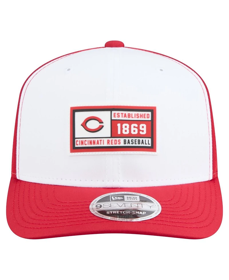 New Era Men's White/Red Cincinnati Reds Established Patch 9SEVENTY Adjustable Hat