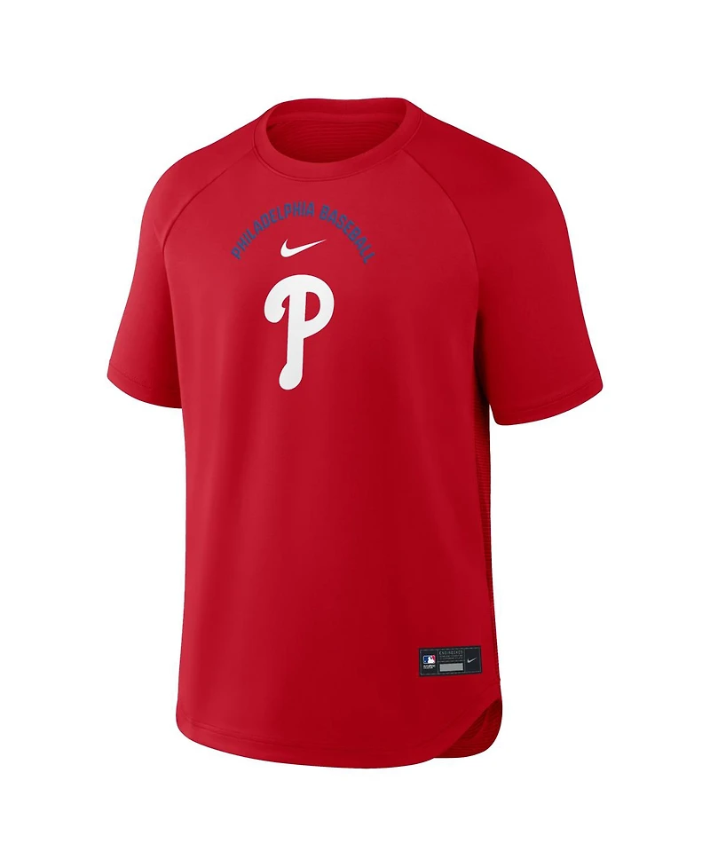 Nike Men's Red Philadelphia Phillies Authentic Collection Batting Practice Pre-Game Raglan Dri-fit T -Shirt