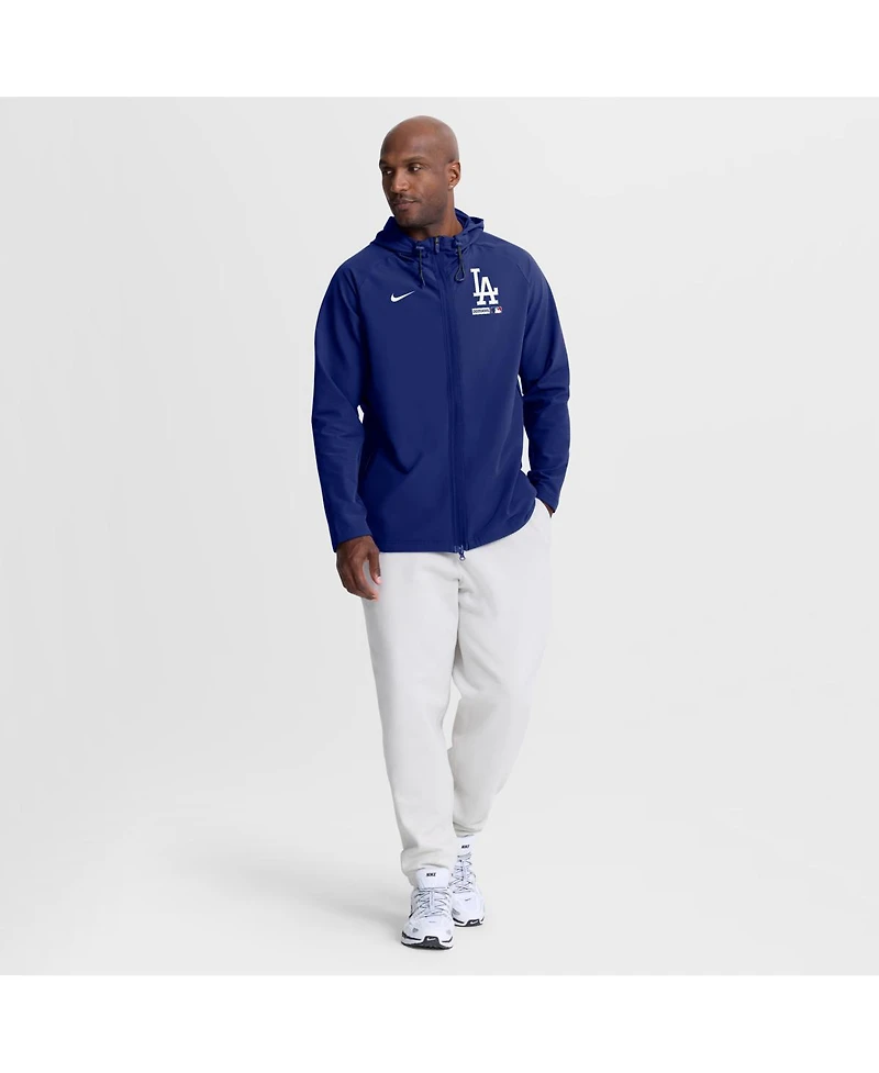 Nike Men's Royal Los Angeles Dodgers Authentic Collection Raglan Therma-fit Full-Zip Hooded Jacket