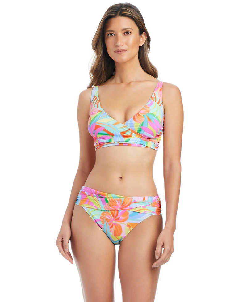 Bleu by Rod Beattie Women's Bellissimo Over-The-Shoulder Banded Swim Bikini Top