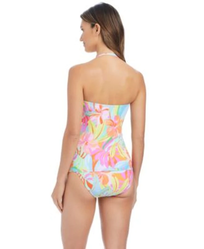 Bleu By Rod Beattie Womens Bellissimo Draped Bandeau Swim Tankini Top Bottoms