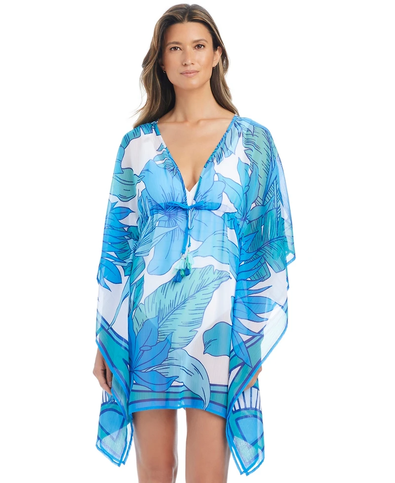 Bleu by Rod Beattie Women's Riviera Retreat Printed Cover-Up Swim Caftan