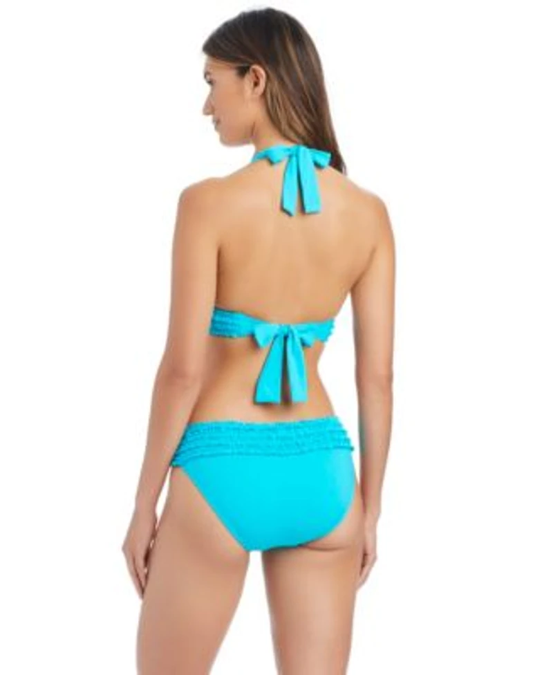 Bleu By Rod Beattie Womens Rufflicious Halter Neck Swim Bikini Top Banded Bottoms