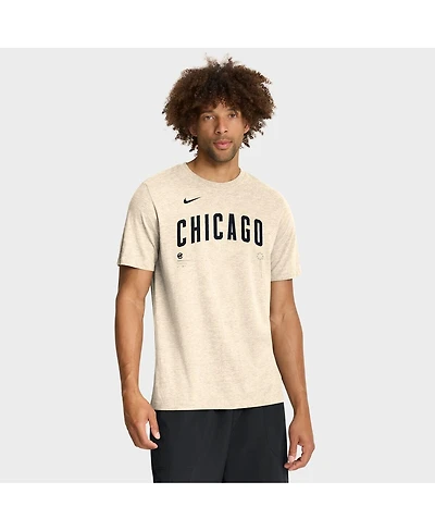 Nike Men's Natural Chicago Cubs Wordmark Tri-Blend T-Shirt