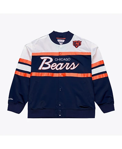 Mitchell & Ness Men's Navy Chicago Bears Head Coach Lightweight Full-Snap Satin Jacket