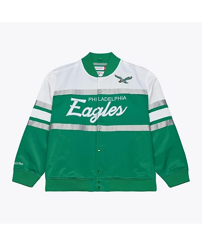 Mitchell & Ness Men's Kelly Green Philadelphia Eagles Head Coach Lightweight Full-Snap Satin Jacket