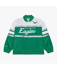Mitchell & Ness Men's Kelly Green Philadelphia Eagles Head Coach Lightweight Full-Snap Satin Jacket