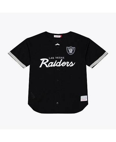 Mitchell & Ness Men's Black Las Vegas Raiders Head Coach Mesh Full-Button Fashion Jersey