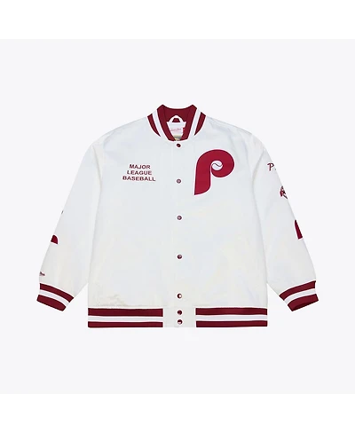 Mitchell & Ness Men's White Philadelphia Phillies Cooperstown Collection Arctic Lightweight Satin Full-Snap Jacket