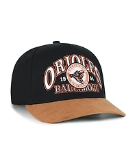 '47 Brand Men's Black/Brown Baltimore Orioles Cooperstown Break Wood Suede Hitch Adjustable Hat