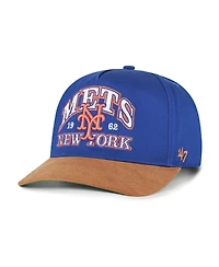 '47 Brand Men's Royal/Brown New York Mets Cooperstown Break Wood Suede Hitch Adjustable Hat