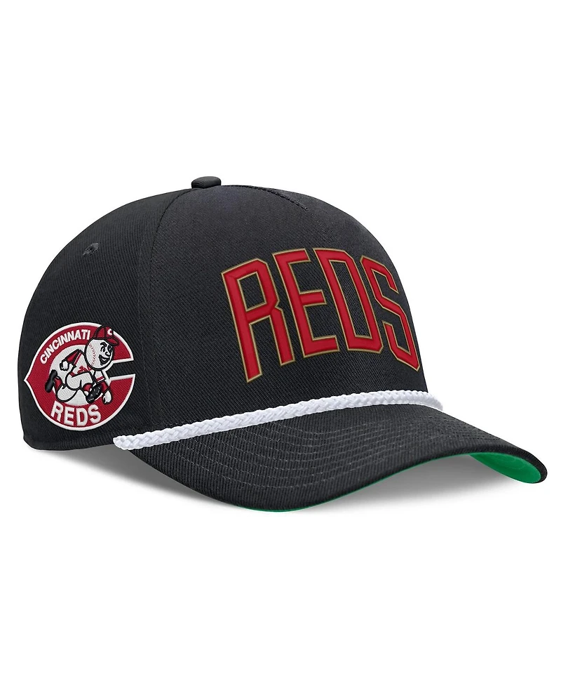 Nike Men's Black Cincinnati Reds Cooperstown Collection Rise Adjustable Hat