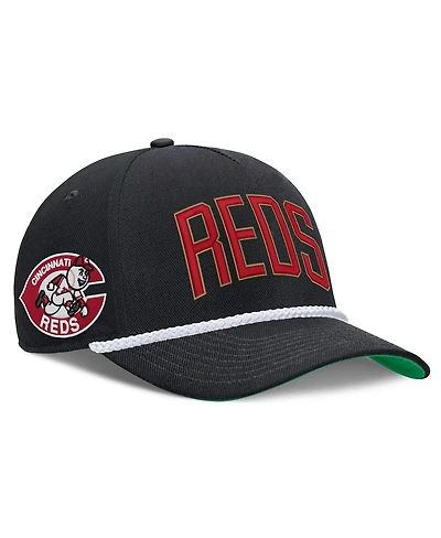Nike Men's Black Cincinnati Reds Cooperstown Collection Rise Adjustable Hat