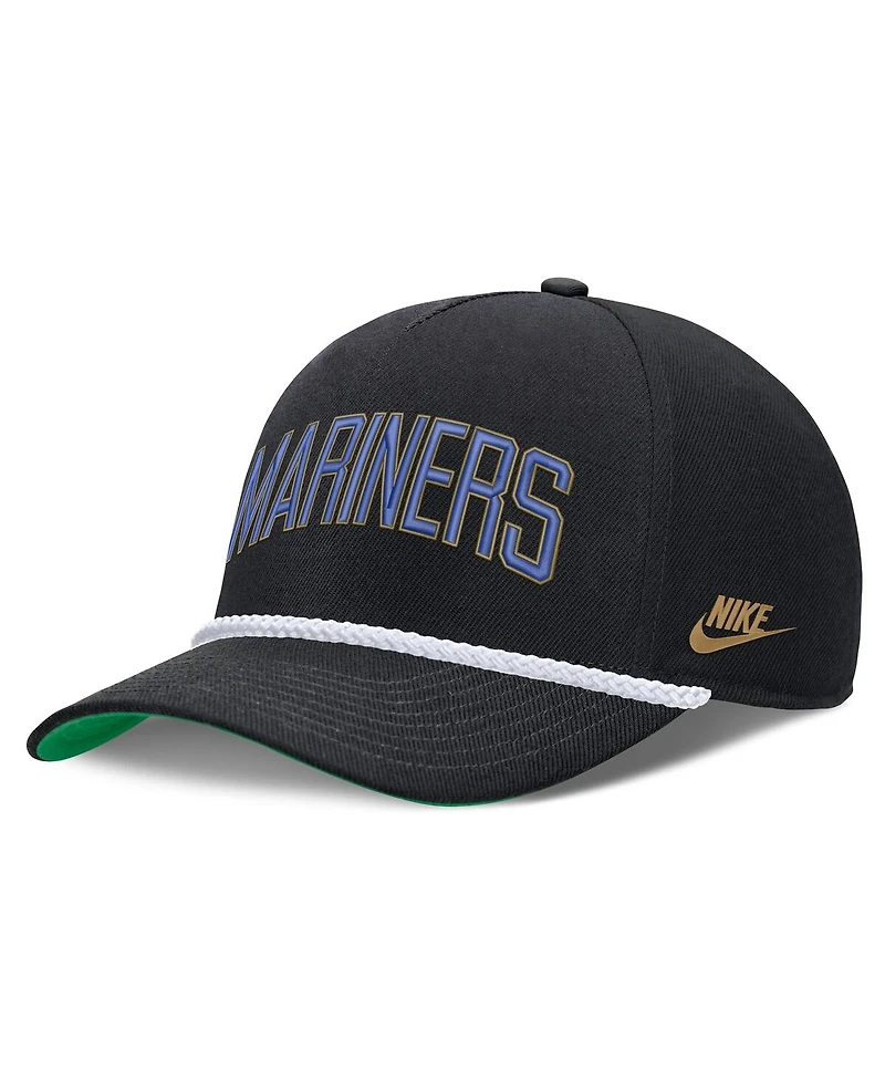 Nike Men's Black Seattle Mariners Cooperstown Collection Rise Adjustable Hat