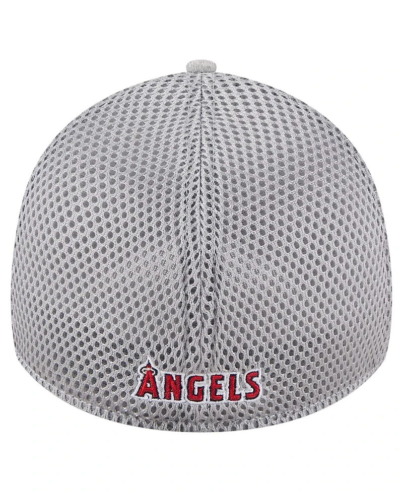 New Era Men's Gray Los Angeles Angels Visor Paint Splatter 39THIRTY Flex Hat