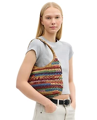 Coach Small Weave Straw Brooklyn Hobo Bag
