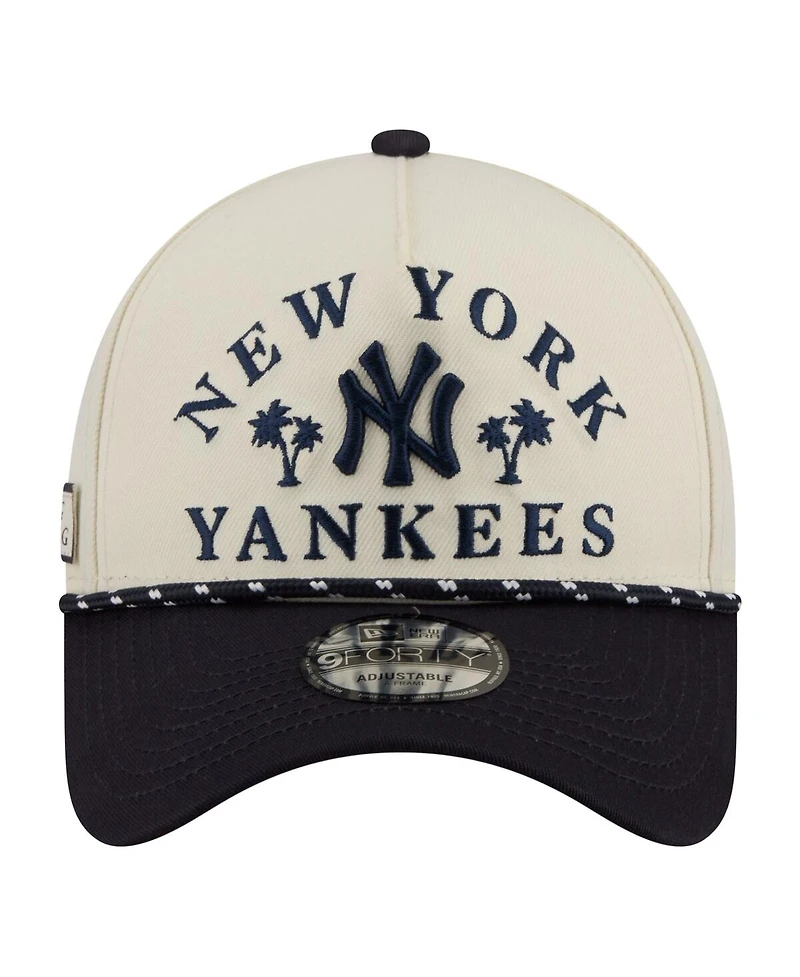 New Era Men's Cream New York Yankees 2026 Spring Training Fan Pack Rope A-Frame 9FORTY Adjustable Hat
