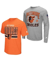 Starter Men's 2-Pack Heather Gray/Orange Baltimore Orioles Long Sleeve Short T-Shirt Set