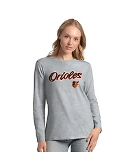 G-iii 4Her by Carl Banks Women's Orange/Heather Gray Baltimore Orioles Short-Sleeve and Long-Sleeve T-Shirt Combo Pack