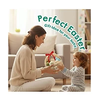 Sperric Easter Egg Plush Basket Toy Set, 9.5" Easter Egg Hunt Basket with Bunny Design, Soft Decorative Easter Plush Toys