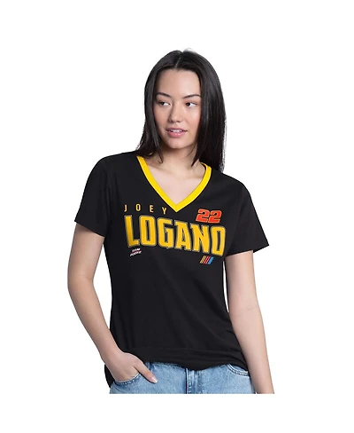 G-iii 4Her by Carl Banks Women's Black Joey Logano Best Team V-Neck T-Shirt