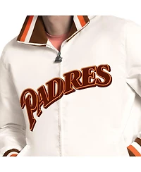 Starter Men's White San Diego Padres The Captain Cooperstown Logo Full-Zip Varsity Jacket