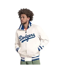 Starter Men's White Los Angeles Dodgers The Captain Cooperstown Logo Full-Zip Varsity Jacket