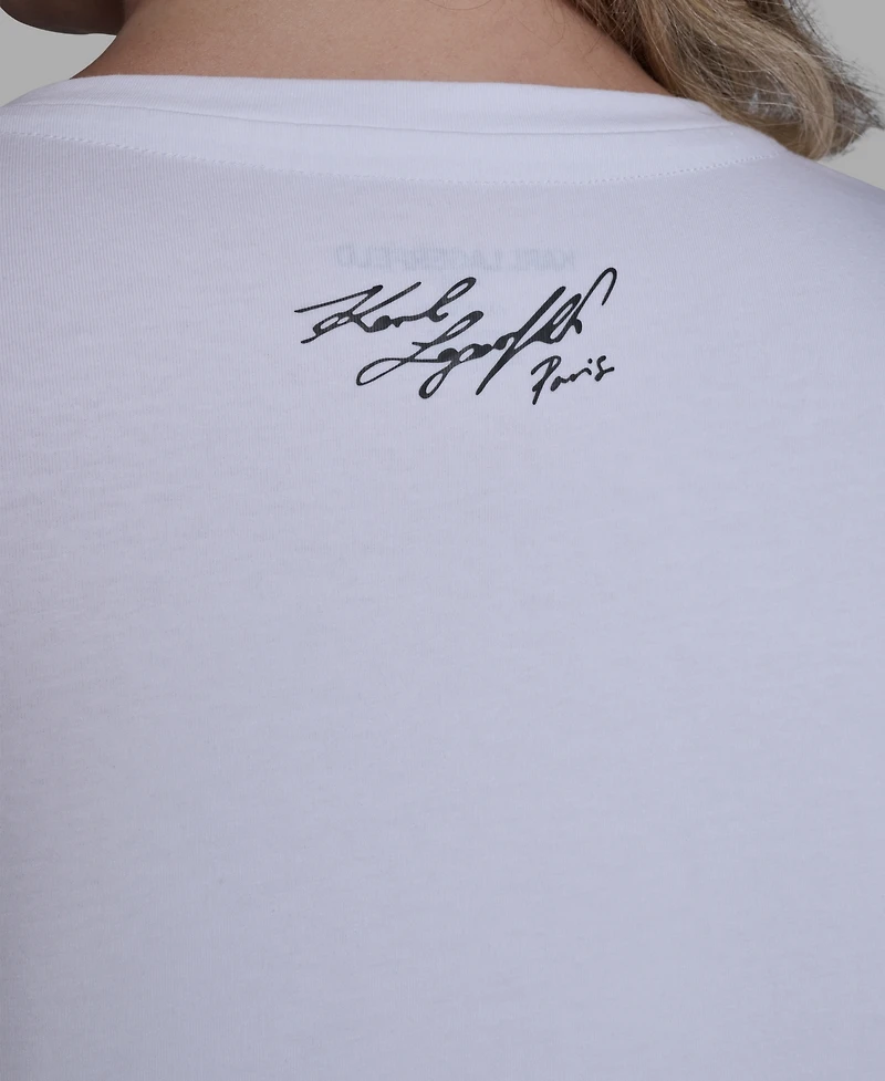 Karl Lagerfeld Paris Plus Watercolor Crewneck T-Shirt