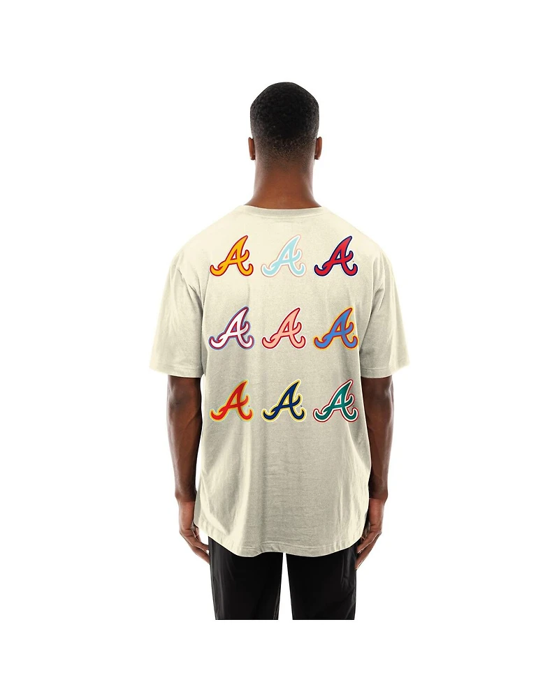 New Era Men's Cream Atlanta Braves Ransom Note Oversized T-Shirt