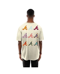New Era Men's Cream Atlanta Braves Ransom Note Oversized T-Shirt