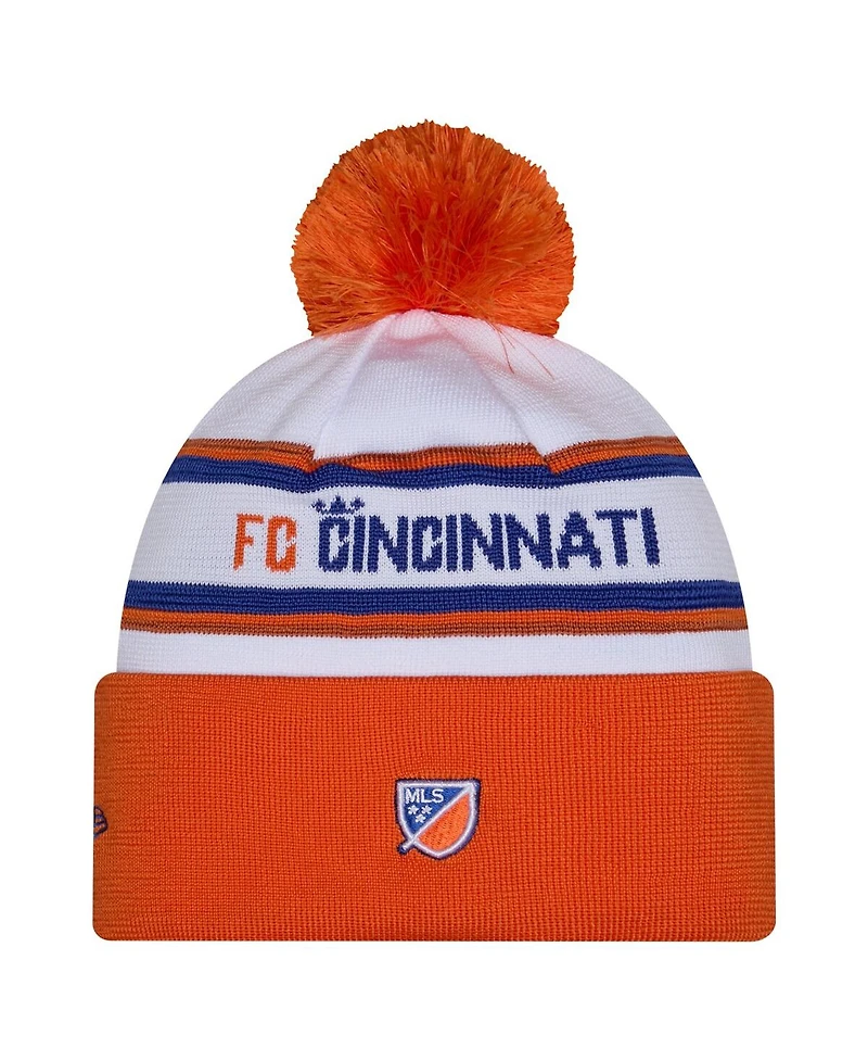 New Era Men's White Fc Cincinnati 2026 Jersey Hook Cuffed Pom Knit Hat