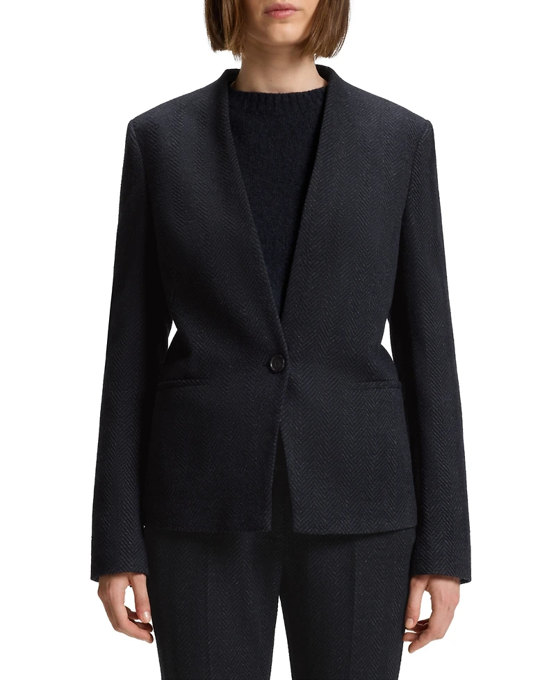 Boss by Hugo Women's Crease-Resistant Herringbone Regular-Fit Blazer