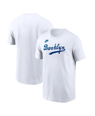 Nike Men's White Brooklyn Dodgers Cooperstown Collection Wordmark T-Shirt