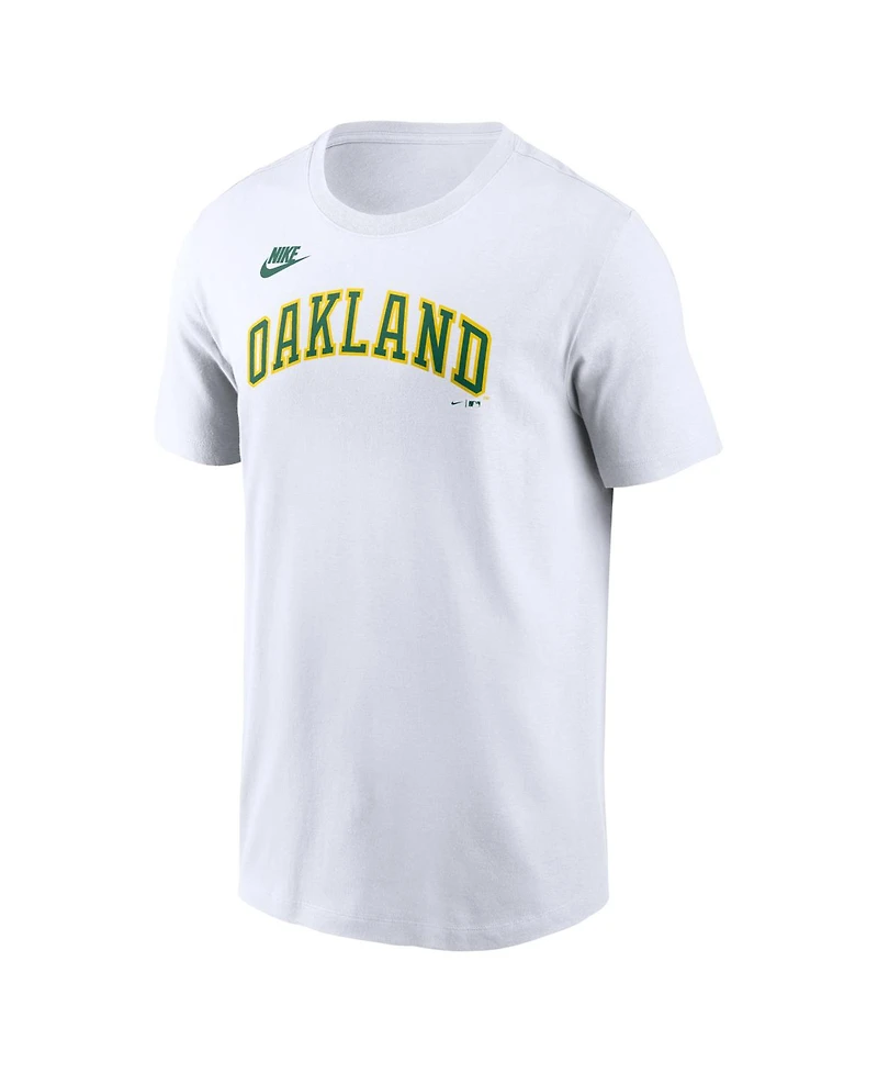Nike Men's White Oakland Athletics Cooperstown Collection Wordmark T-Shirt