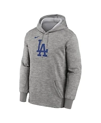 Nike Men's Heather Gray Los Angeles Dodgers Primary Logo Therma Hoodie