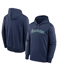 Nike Men's Navy Seattle Mariners Primary Wordmark Therma Hoodie