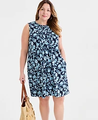Style & Co Plus Pintucked Sleeveless Henley Dress, Macy's Exclusive