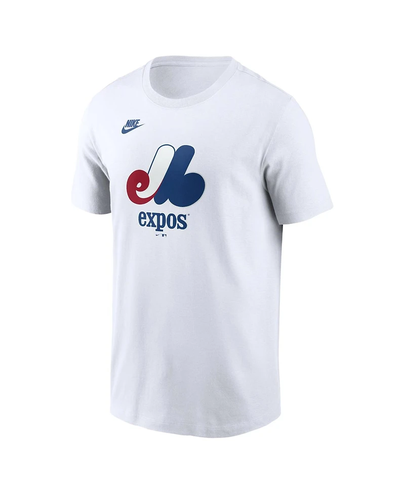 Nike Men's White Montreal Expos Cooperstown Collection Logo T-Shirt