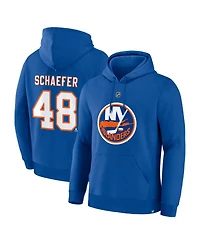 Fanatics Men's Matthew Schaefer Royal New York Islanders Authentic Stack Name Number Hoodie